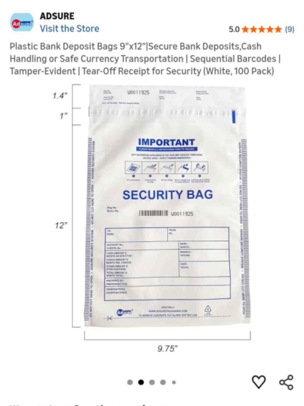 Security Bag with Blue Print Text